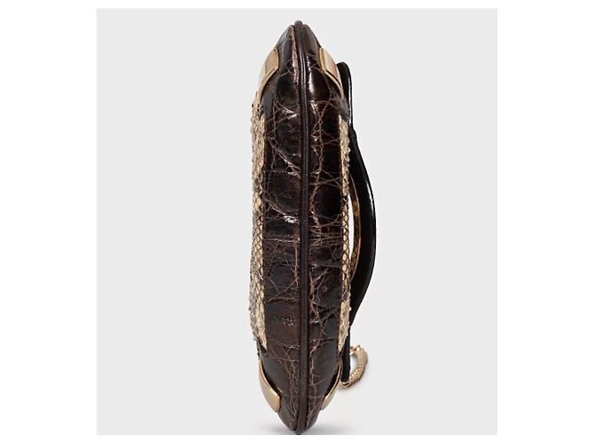 Braune Python-Print Lammleder Umhängetasche von Dolce & Gabbana gebraucht - Ansicht 4