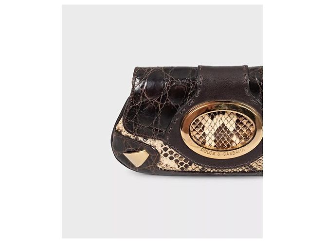 Braune Python-Print Lammleder Umhängetasche von Dolce & Gabbana gebraucht - Ansicht 5