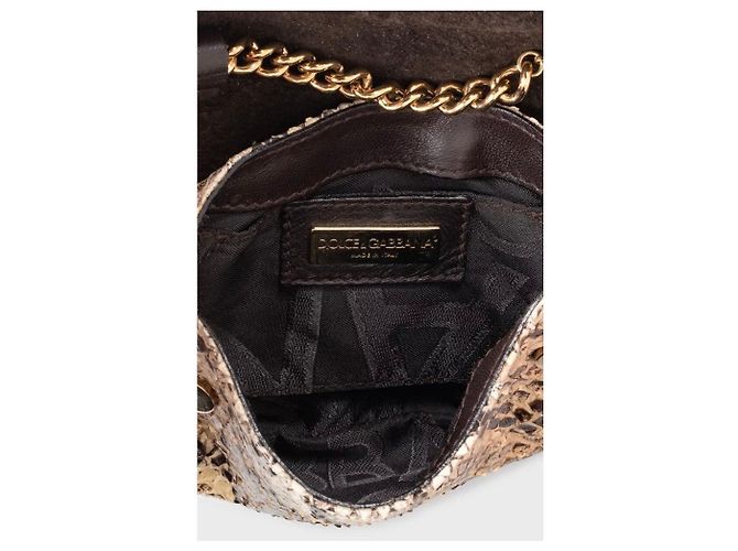 Braune Python-Print Lammleder Umhängetasche von Dolce & Gabbana gebraucht - Ansicht 6