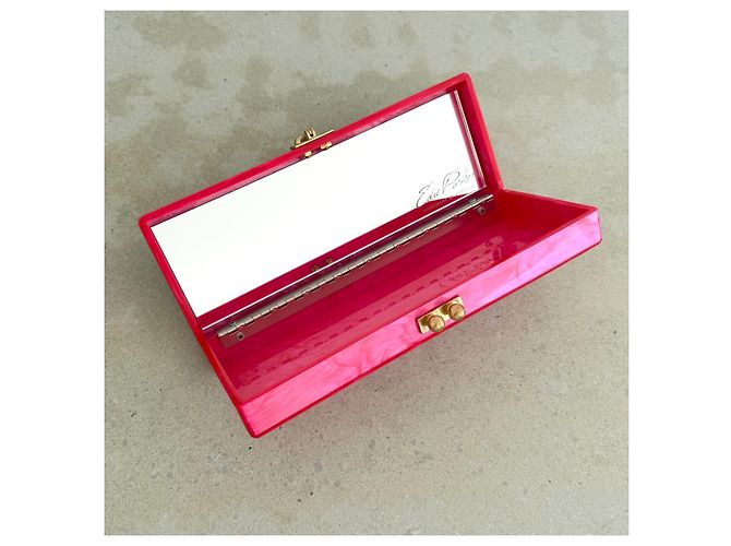 Autre Marque Clutch Edie Parker in acrilico rosa marmorizzato - vista 10