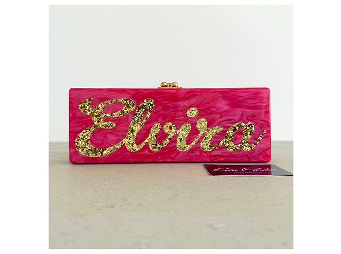 Autre Marque Clutch Edie Parker in acrilico rosa marmorizzato - vista 2