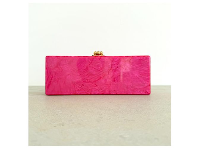 Autre Marque Clutch Edie Parker in acrilico rosa marmorizzato - vista 3