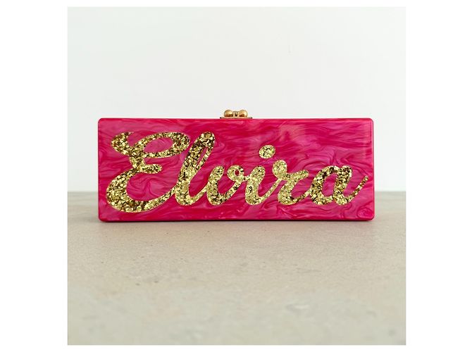 Autre Marque Clutch Edie Parker in acrilico rosa marmorizzato - vista 4