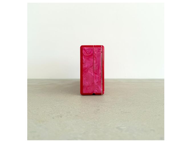 Autre Marque Clutch Edie Parker in acrilico rosa marmorizzato - vista 7