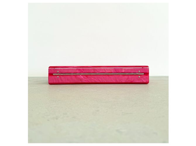 Autre Marque Clutch Edie Parker in acrilico rosa marmorizzato - vista 8