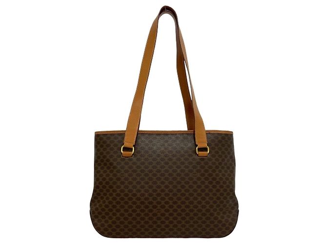 Céline Celine Vintage Macadam Blazon Logo Muster Leder Tote Bag Braun - Ansicht 3
