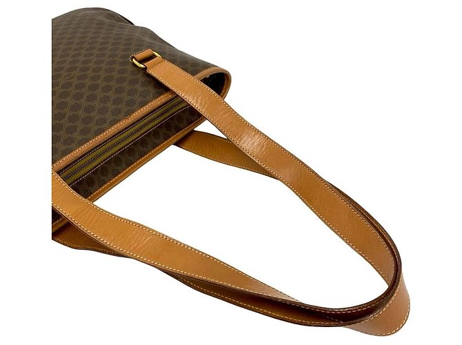 Céline Celine Vintage Macadam Blazon Logo Muster Leder Tote Bag Braun - Ansicht 4