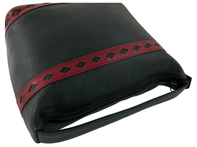 Borsa in pelle nera e rossa Yves Saint Laurent Nero Rosso - vista 4