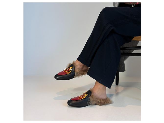 Mules Gucci Princetown in pelle nero multicolore - vista 2