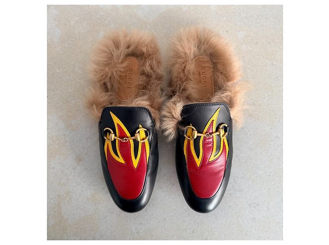 Mules Gucci Princetown in pelle nero multicolore - vista 3