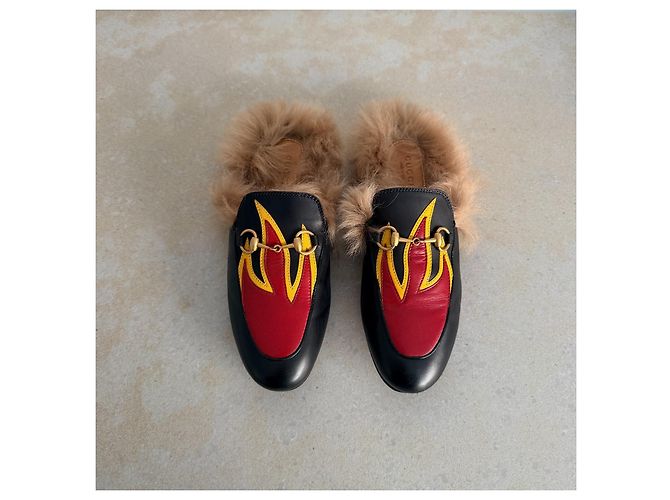 Mules Gucci Princetown in pelle nero multicolore - vista 4