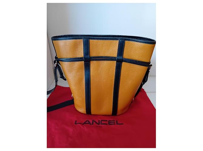 Borsa a secchiello Lancel in pelle gialla e nera Nero Giallo - vista 3