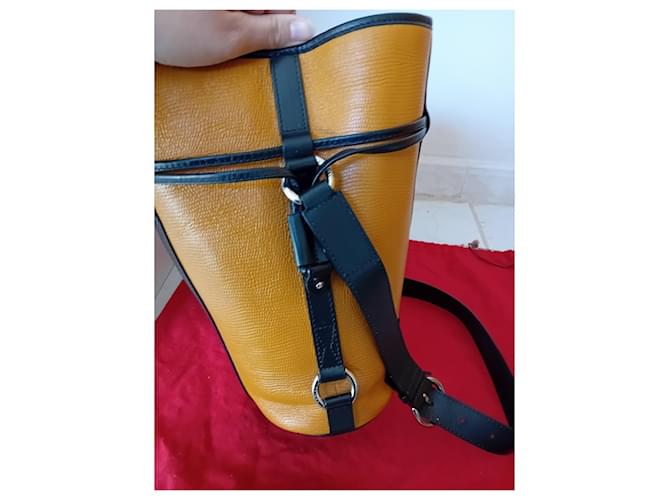 Borsa a secchiello Lancel in pelle gialla e nera Nero Giallo - vista 4