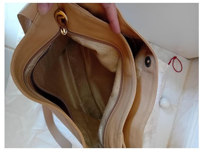 Borsa a mano Lancel in pelle beige - vista 4