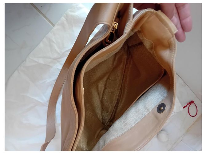 Borsa a mano Lancel in pelle beige - vista 5