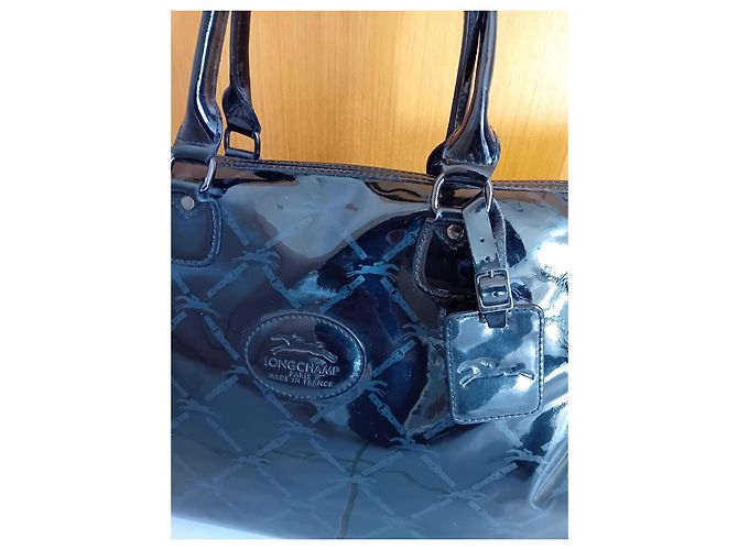 Longchamp schwarze lackleder Tragetasche - Ansicht 3