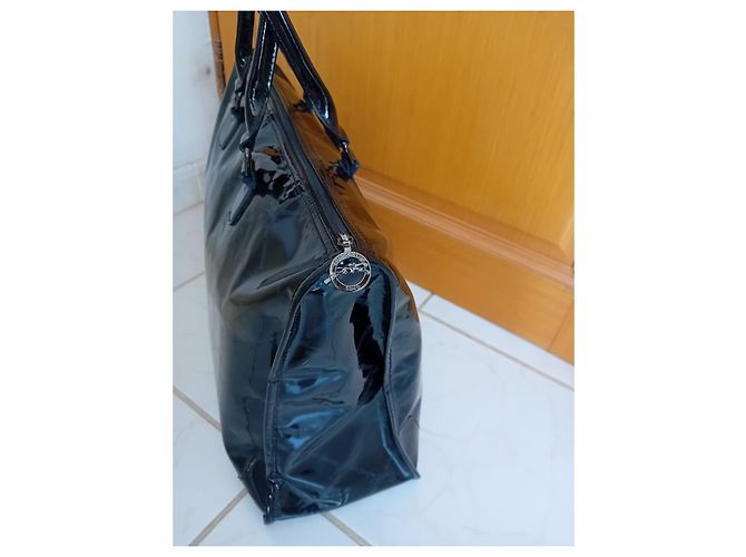 Longchamp schwarze lackleder Tragetasche - Ansicht 5