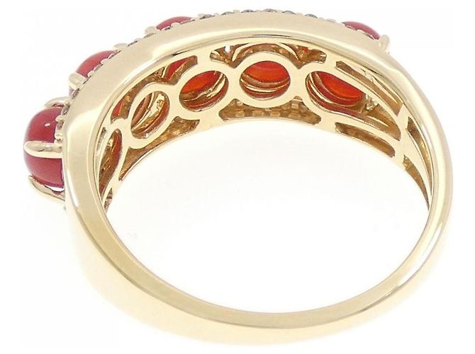 Autre Marque Gstb Au750 Korallen-Diamantring Golden - Ansicht 3