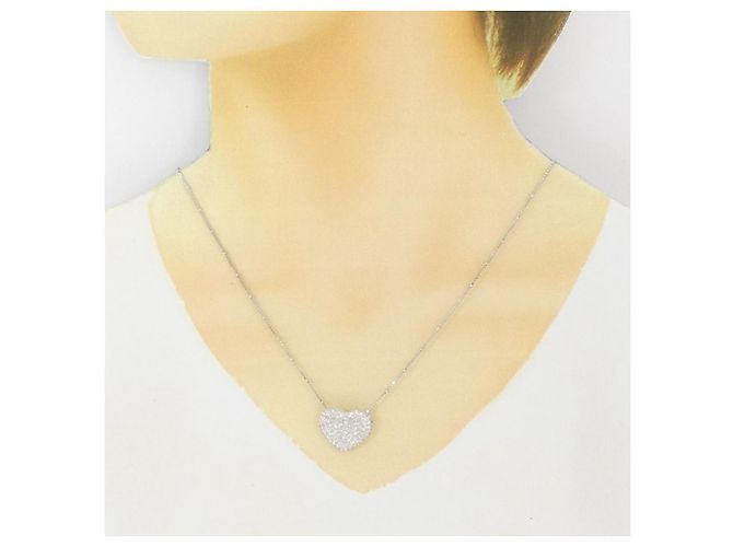 Autre Marque Collana in diamante in oro bianco Au750 a forma di cuore Argento - vista 6