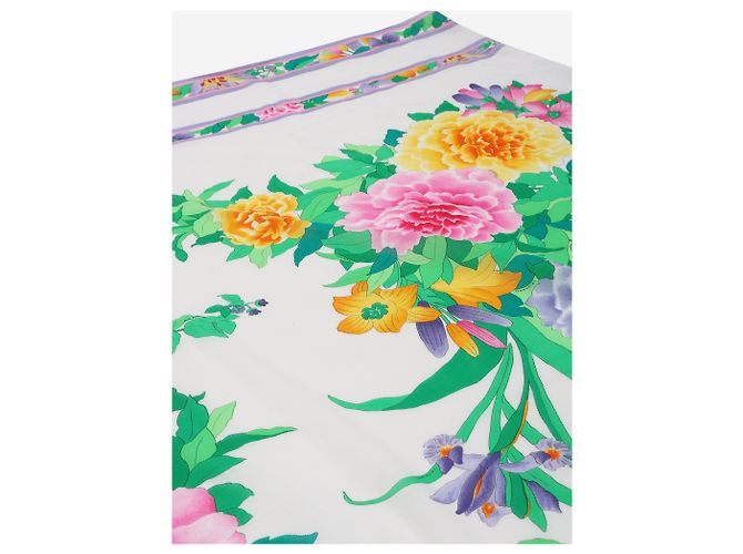 Autre Marque Bufanda de algodón con estampado de flores blancas Blanco - vista 2