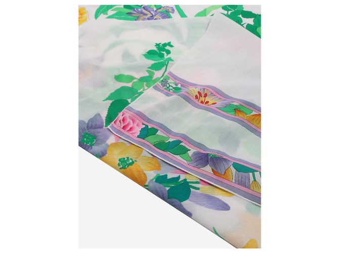 Autre Marque Bufanda de algodón con estampado de flores blancas Blanco - vista 3