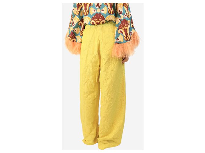 Dries Van Noten Gelbe zerknitterte Hose - Größe M - Ansicht 3