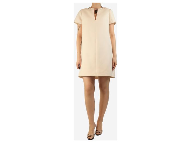 Valentino Mini-Kleid aus cremefarbenem Krepp-Amulett - Größe UK 10 Roh - Ansicht 3