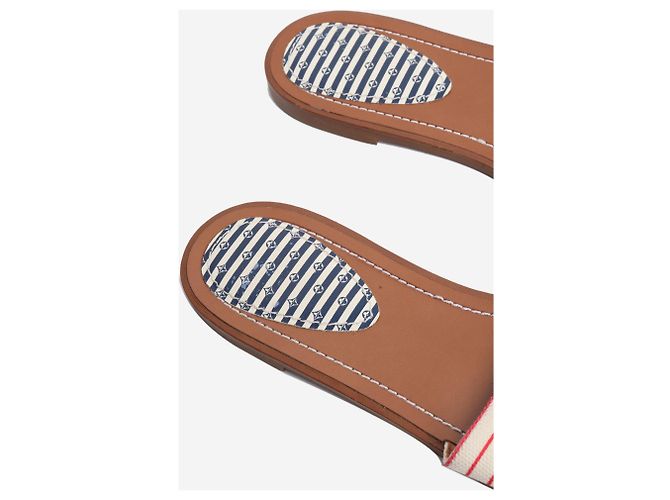 Louis Vuitton Sandalias planas de lona blanca - talla UK 7 Blanco - vista 4