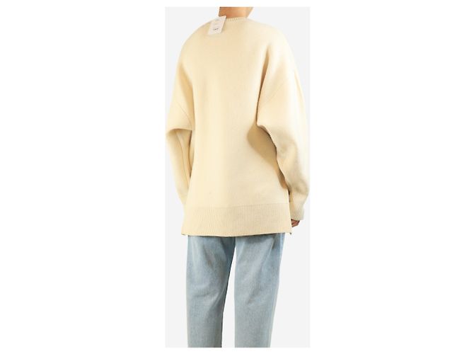 Totême Pull en maille double crème - taille S Écru - vue 2