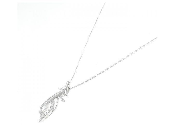 Autre Marque Platin-Diamant-Halskette Silber - Ansicht 2