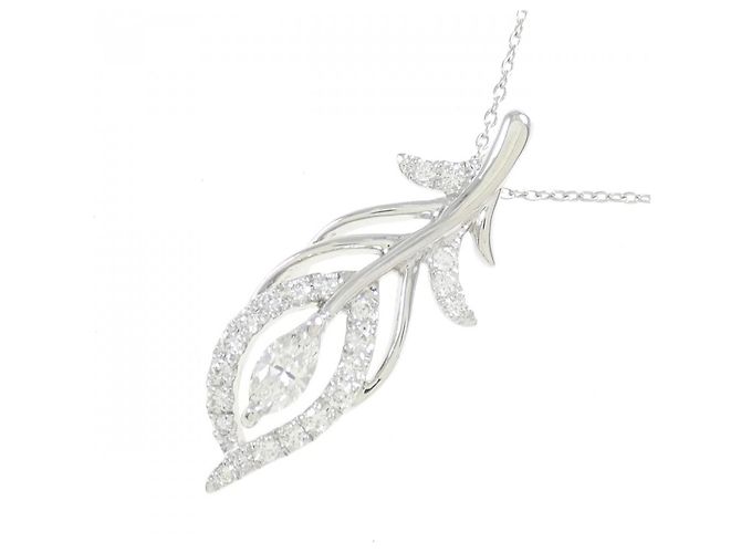 Autre Marque Platin-Diamant-Halskette Silber - Ansicht 3