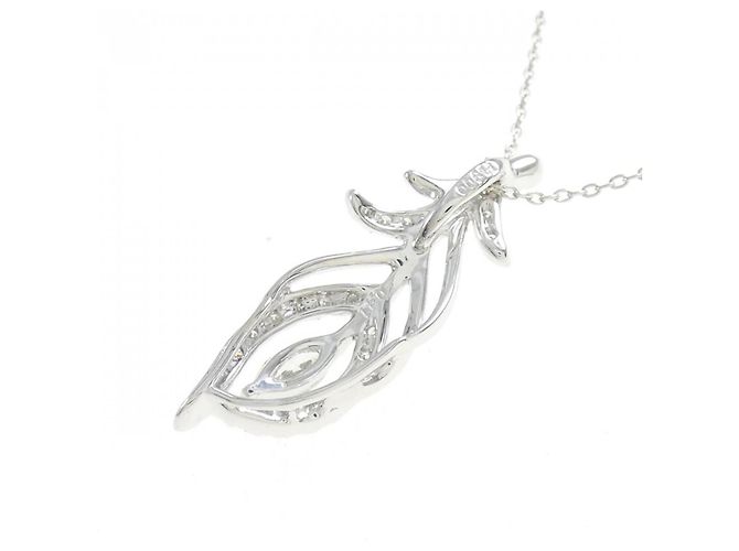 Autre Marque Platin-Diamant-Halskette Silber - Ansicht 4