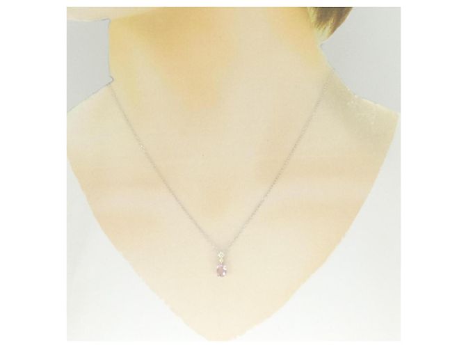 Autre Marque Au750 Saphir-Diamant-Halskette Silber - Ansicht 6