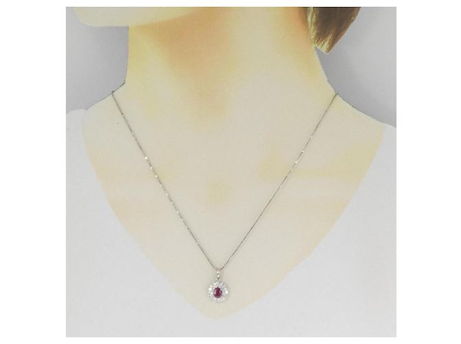 Autre Marque Collier en rubis et diamants Pt900 Pt850 Rouge - vue 6