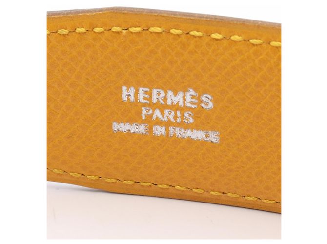 Reversibler Leder-Gürtel H-Plate von Hermès Schwarz Silber Gelb - Ansicht 4
