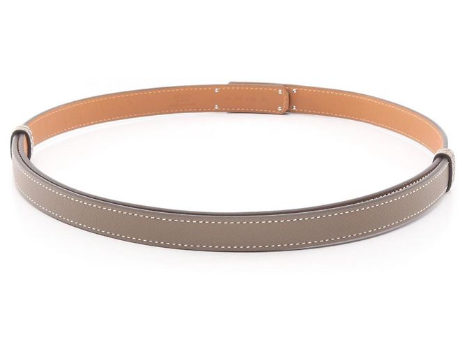Hermès Hermes Kelly Gürtel aus grauem Epsom-Leder Braun Silber - Ansicht 2