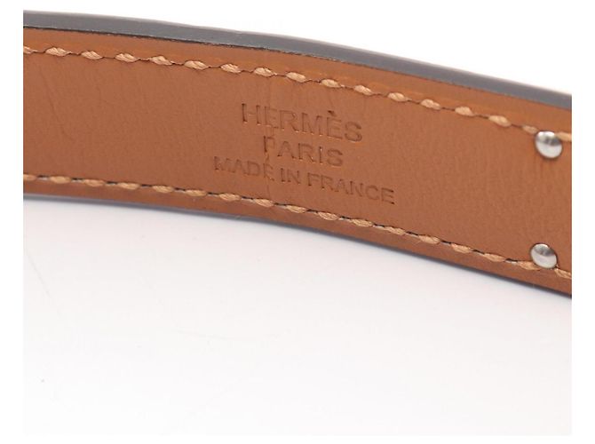 Hermès Hermes Kelly Gürtel aus grauem Epsom-Leder Braun Silber - Ansicht 4