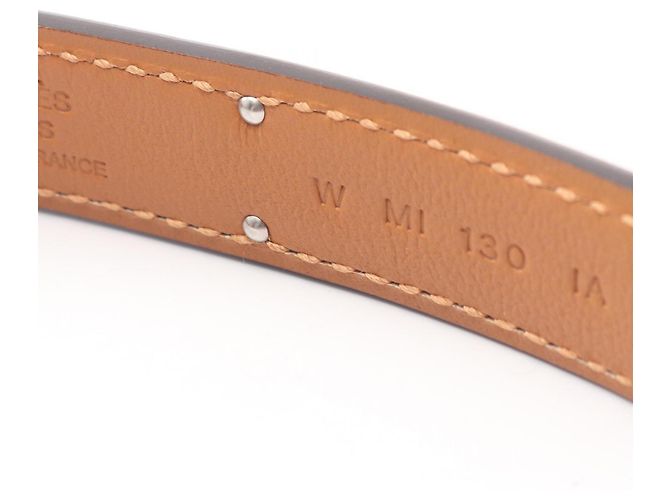 Hermès Hermes Kelly Gürtel aus grauem Epsom-Leder Braun Silber - Ansicht 5