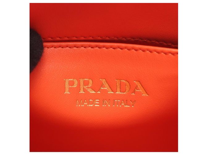 Prada TRIANGOLO JACQUARD Mini 2-Wege Handtasche Weiß Orange - Ansicht 4