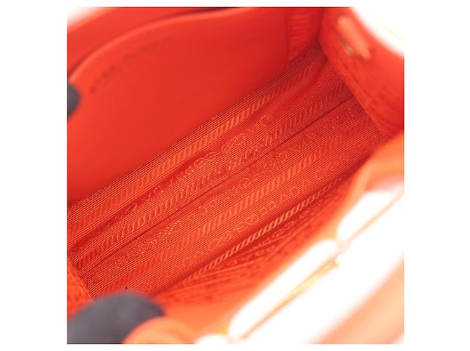 Prada TRIANGOLO JACQUARD Mini 2-Wege Handtasche Weiß Orange - Ansicht 5