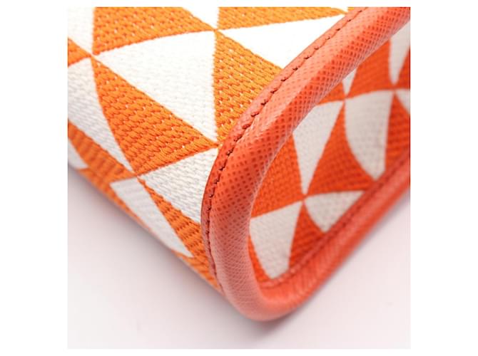 Prada TRIANGOLO JACQUARD Mini 2-Wege Handtasche Weiß Orange - Ansicht 6