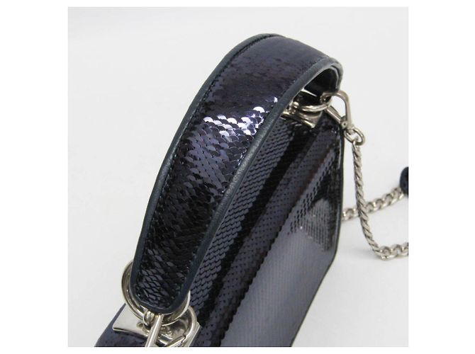 Borsa a Spalla Miu Miu Chain 5BH107 Blu - vista 10