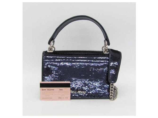 Borsa a Spalla Miu Miu Chain 5BH107 Blu - vista 2