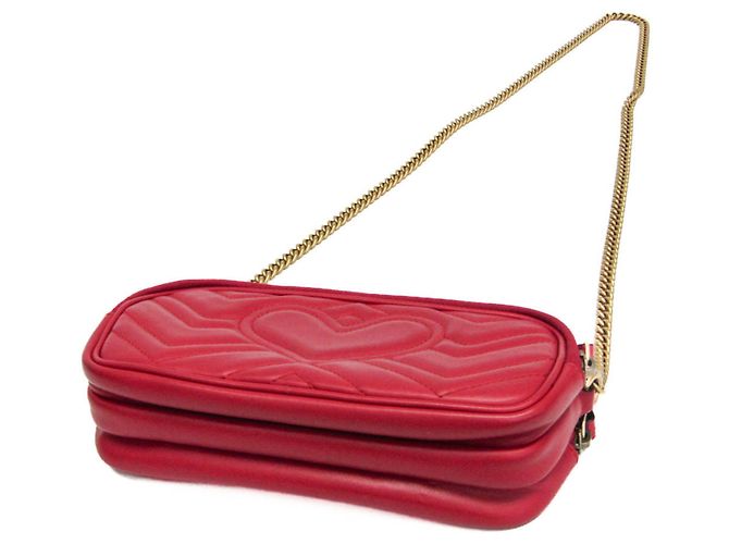Gucci GG Marmont Women's Leather Shoulder Bag Red - view 2