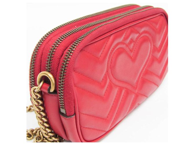 Gucci GG Marmont Women's Leather Shoulder Bag Red - view 5