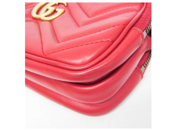 Gucci GG Marmont Women's Leather Shoulder Bag Red - view 6