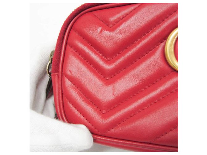 Gucci GG Marmont Women's Leather Shoulder Bag Red - view 7