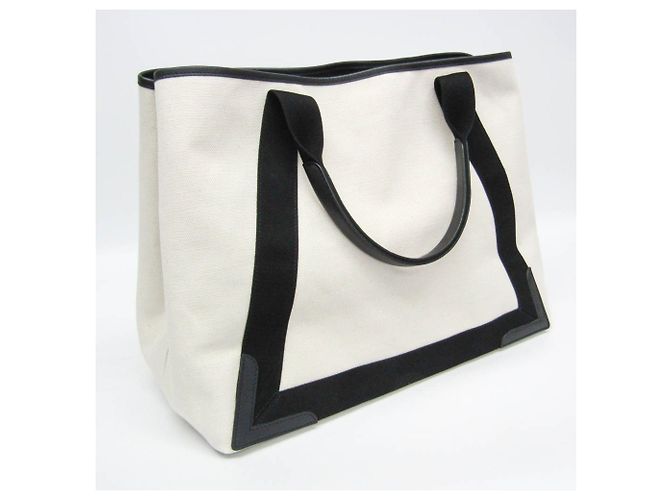 Borsa Balenciaga Cabas M 339936 in blu navy Nero Bianco sporco - vista 7