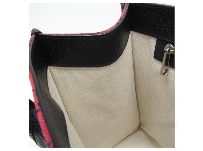 Bolsa tote pequena em canvas GG com G entrelaçado da Gucci Preto Vermelho - vista 11