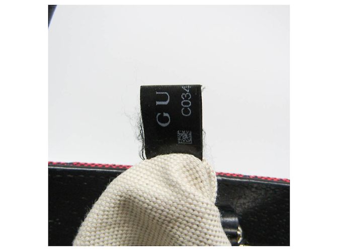Bolsa tote pequena em canvas GG com G entrelaçado da Gucci Preto Vermelho - vista 14